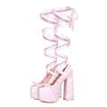 High heels Satin Platform Pumps - I - Baby pink - 🩷