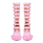 Tulle ruffle Knee high Platform Boots - VIII - 🩷