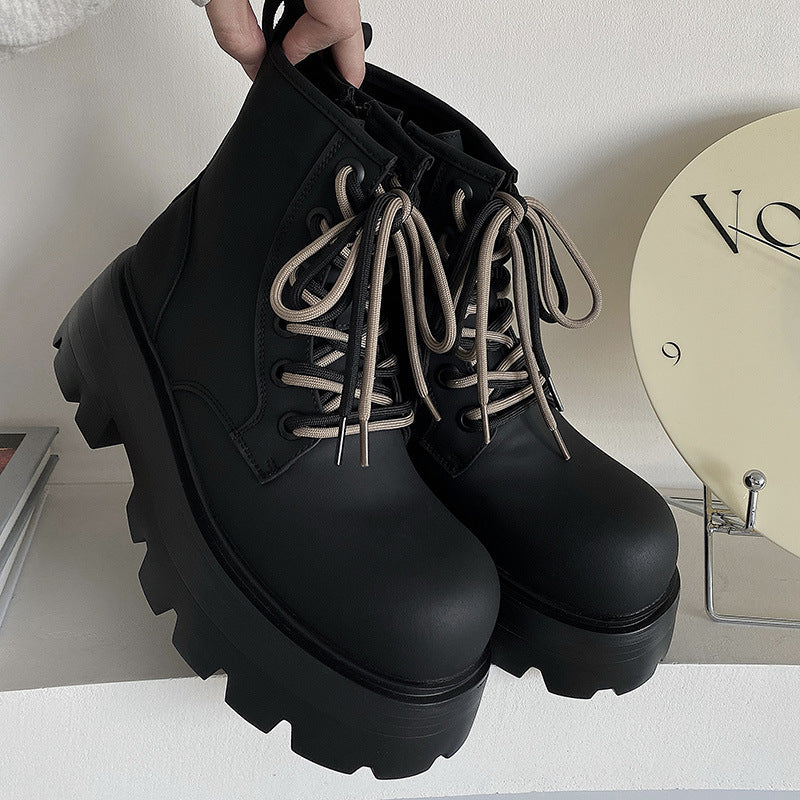 Lace-up Ankle Platform Combat Boots - I  - 🖤