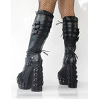 High heels Knee high Boots - Rivets & Buckles - VII - 🖤
