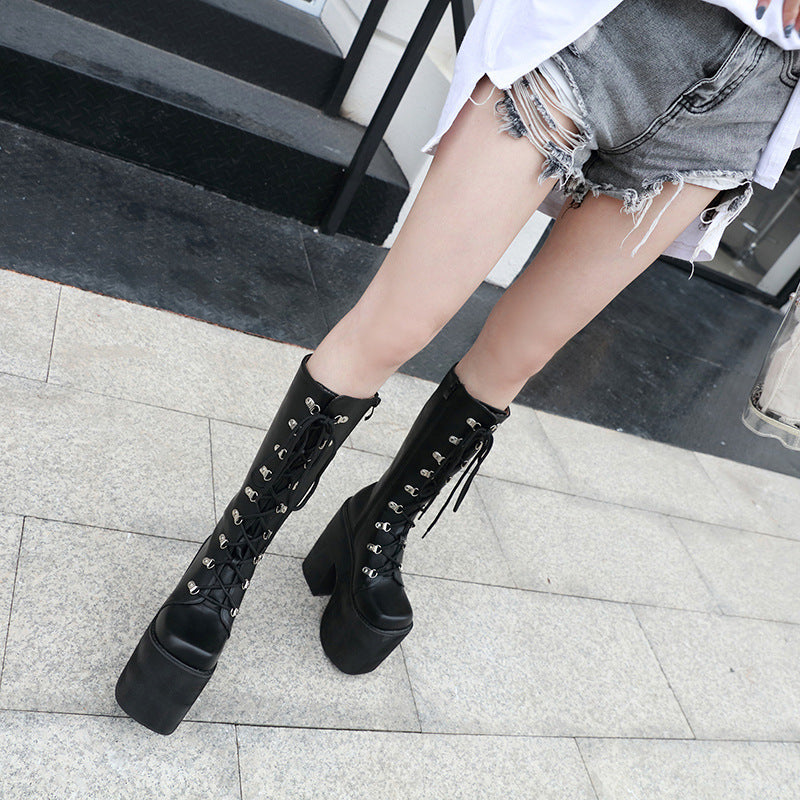 XL Platform Ultra High heels Knee-high Boots - V - 🖤
