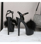 Ultra High Heels Platform Sandals - Fur - II - 🩷