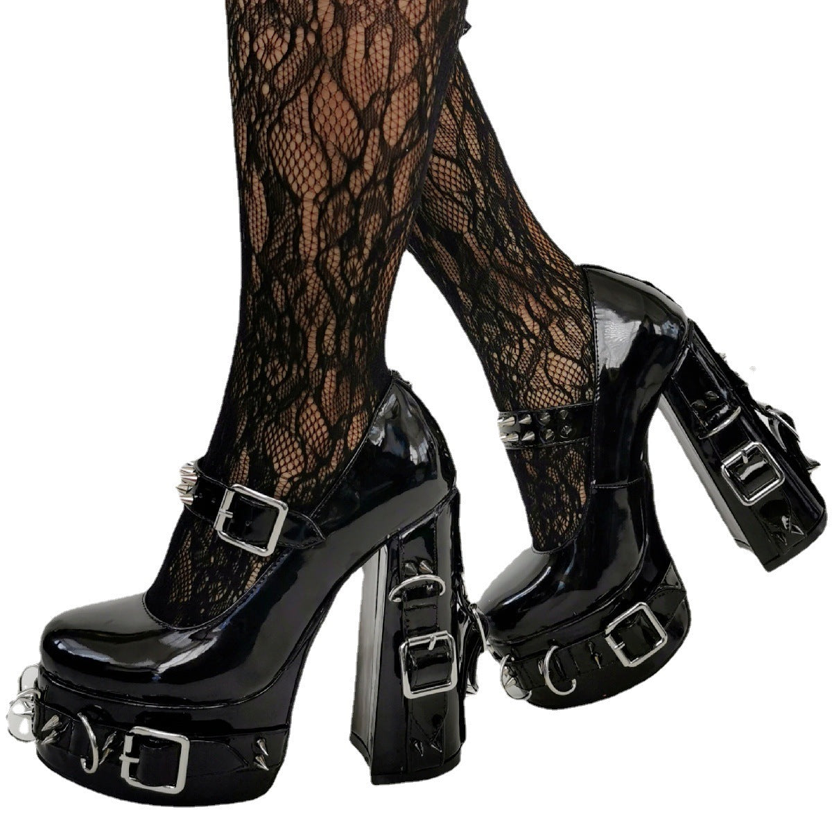 Platform High-heels Spike & Buckles Mary-Jane- I - 🖤