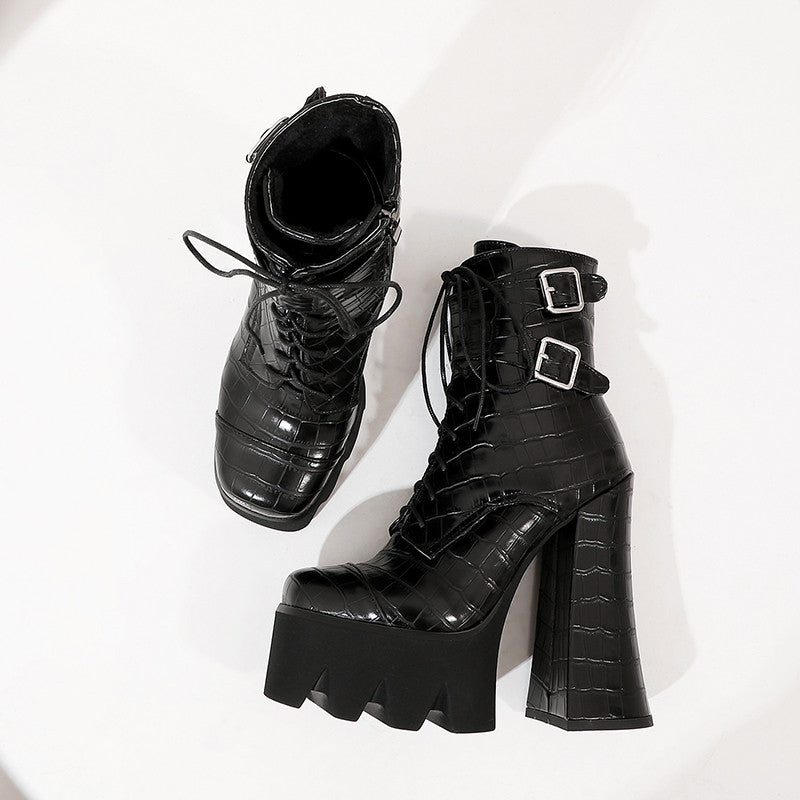 High heels Ankle Platform Boots - I - 🖤