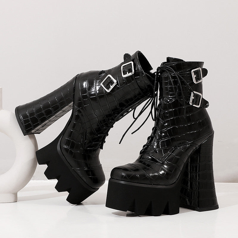 High heels Ankle Platform Boots - I - 🖤