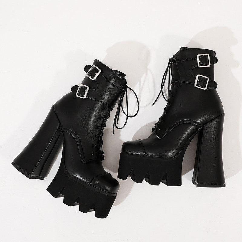 High heels Ankle Platform Boots - I - 🖤