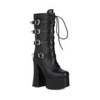 High heels XL Platform Mid-calf Boots - Laces & Buckles- IV