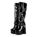 High heels Platform Knee high Boots - Chains - IX - 🖤