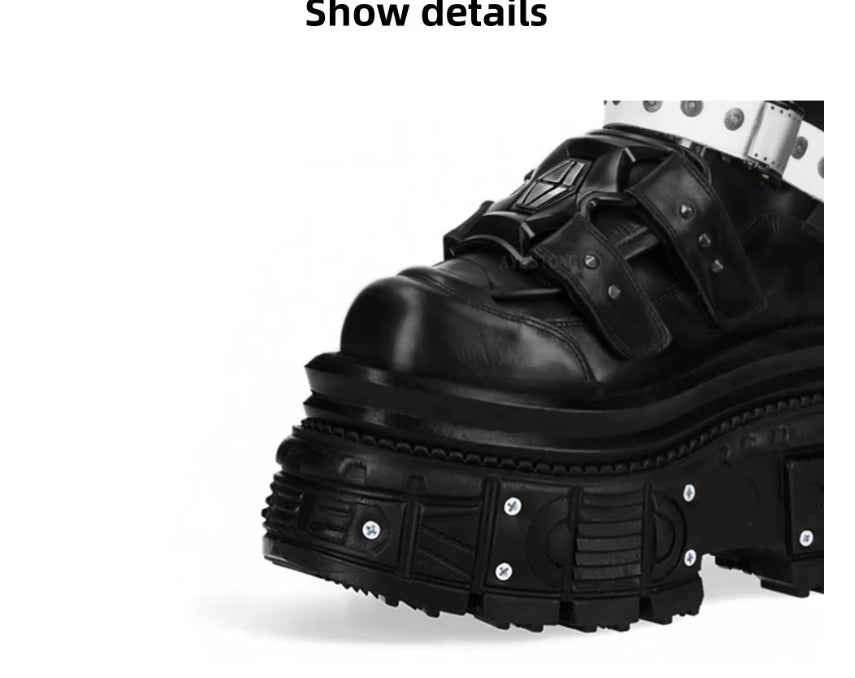 XL Platform Mid-calf Combat Boots - V - 🖤