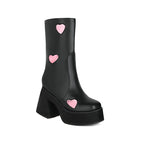 Low heels Platform Mid-calf Boots - Hearts - 🩷