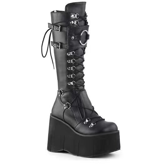 Platform Wedges Knee-High Boots - I - 🖤