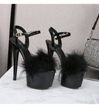 Ultra High Heels Platform Sandals - Fur - II - 🩷