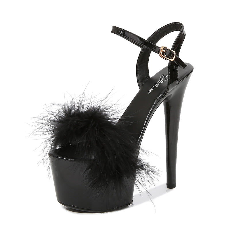 Ultra High Heels Platform Sandals - Fur - II - 🩷