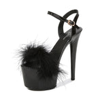 Ultra High Heels Platform Sandals - Fur - II - 🩷