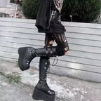 Platform Wedges Knee-High Boots - I - 🖤