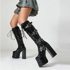 High heels XL Platform Knee-high Boots - Stars - II - 🖤
