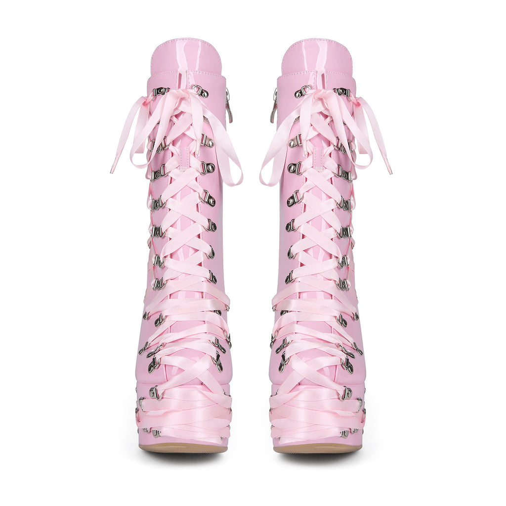 High heels Platform Ankle Boots - Hardware Satin - Pink - II - 🩷