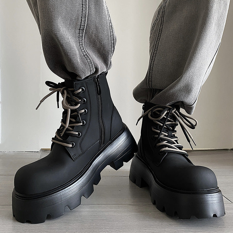 Lace-up Ankle Platform Combat Boots - I  - 🖤