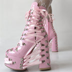 High heels Platform Ankle Boots - Hardware Satin - Pink - II - 🩷