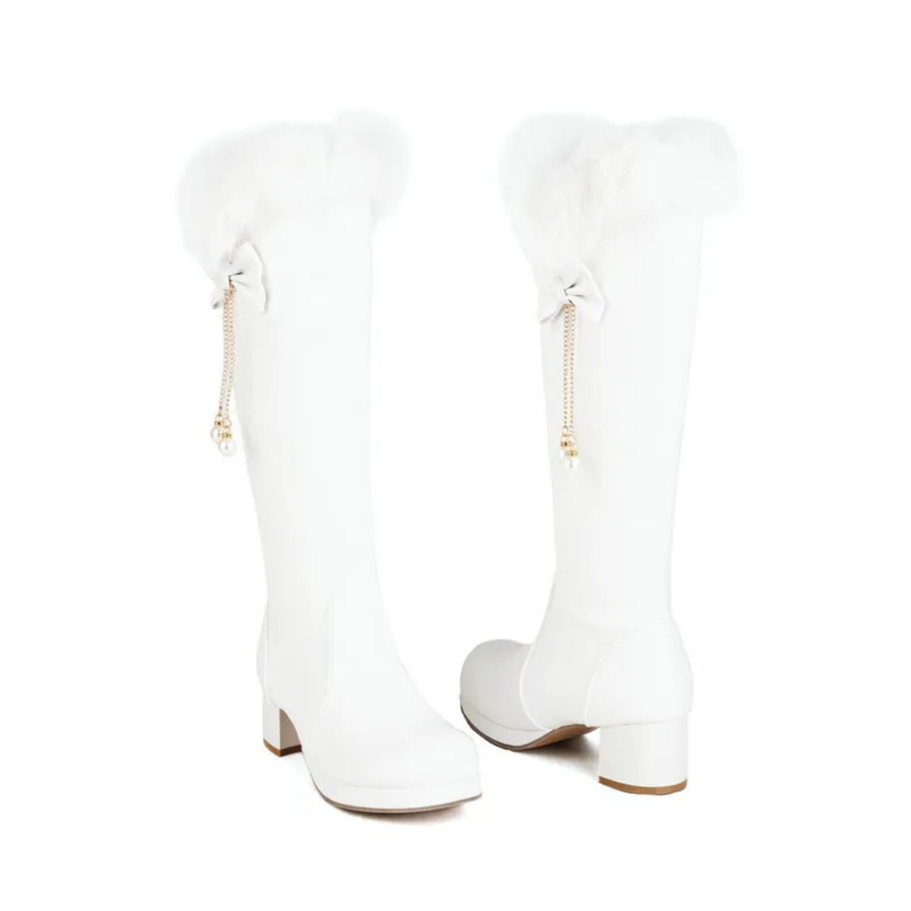 Knee-high Fur Boots - II - 🩷