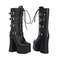 High heels XL Platform Mid-calf Boots - Laces & Buckles- IV