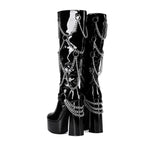 High heels Platform Knee high Boots - Chains - IX - 🖤