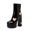 High-heels Platform Ankle Boots - Hearts - II - Vernies - 🩷