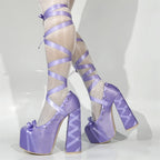 High heels Satin strap Platform Pump - I - 🩷