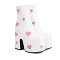 High-heels Platform Ankle  Boots - Hearts - I - White - 🩷