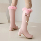 Knee-high Fur Boots - II - 🩷