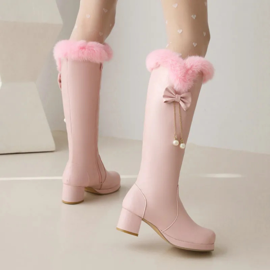 Knee-high Fur Boots - II - 🩷
