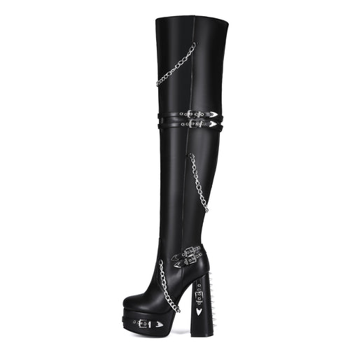High heels Platform Thigh high Boots - I - 🖤