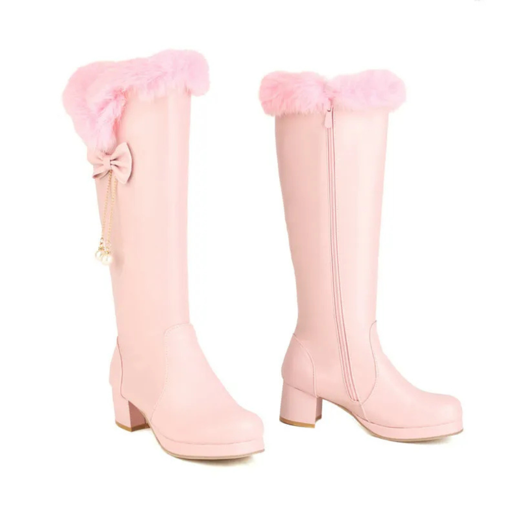 Knee-high Fur Boots - II - 🩷