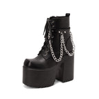 High heels XL Platform Ankle Boots - Studs & Chains - III - 🖤