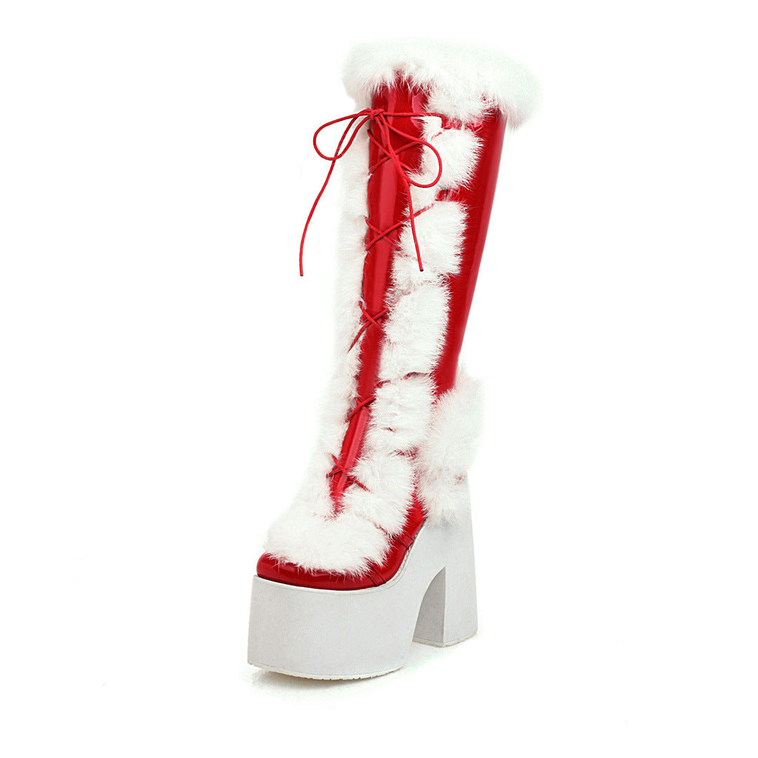 High heels Platform Knee-high Fur Boots - VI - X