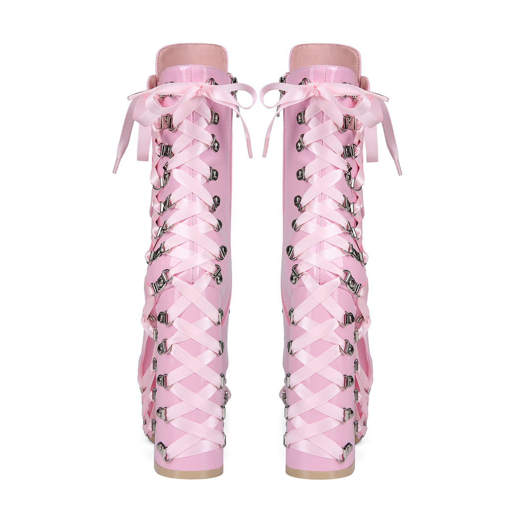 High heels Platform Ankle Boots - Hardware Satin - Pink - II - 🩷