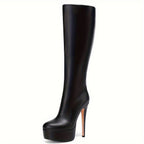 High stiletto heels Platform Knee-high Boots - IV - 🖤