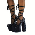 High heels Satin Platform Pumps - I - Black - 🖤