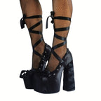 High heels Satin Platform Pumps - I - Black - 🖤