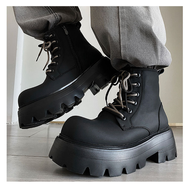 Lace-up Ankle Platform Combat Boots - I  - 🖤