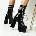 Chunky heels XL Platform  Mid-calf Boots - Bat Sht Crazy - VII - 🖤