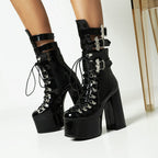 Chunky heels XL Platform  Mid-calf Boots - Bat Sht Crazy - VII - 🖤