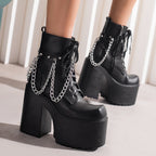 High heels XL Platform Ankle Boots - Studs & Chains - III - 🖤