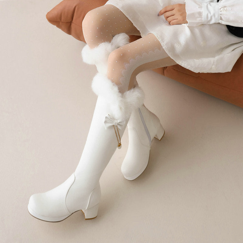Knee-high Fur Boots - II - 🩷