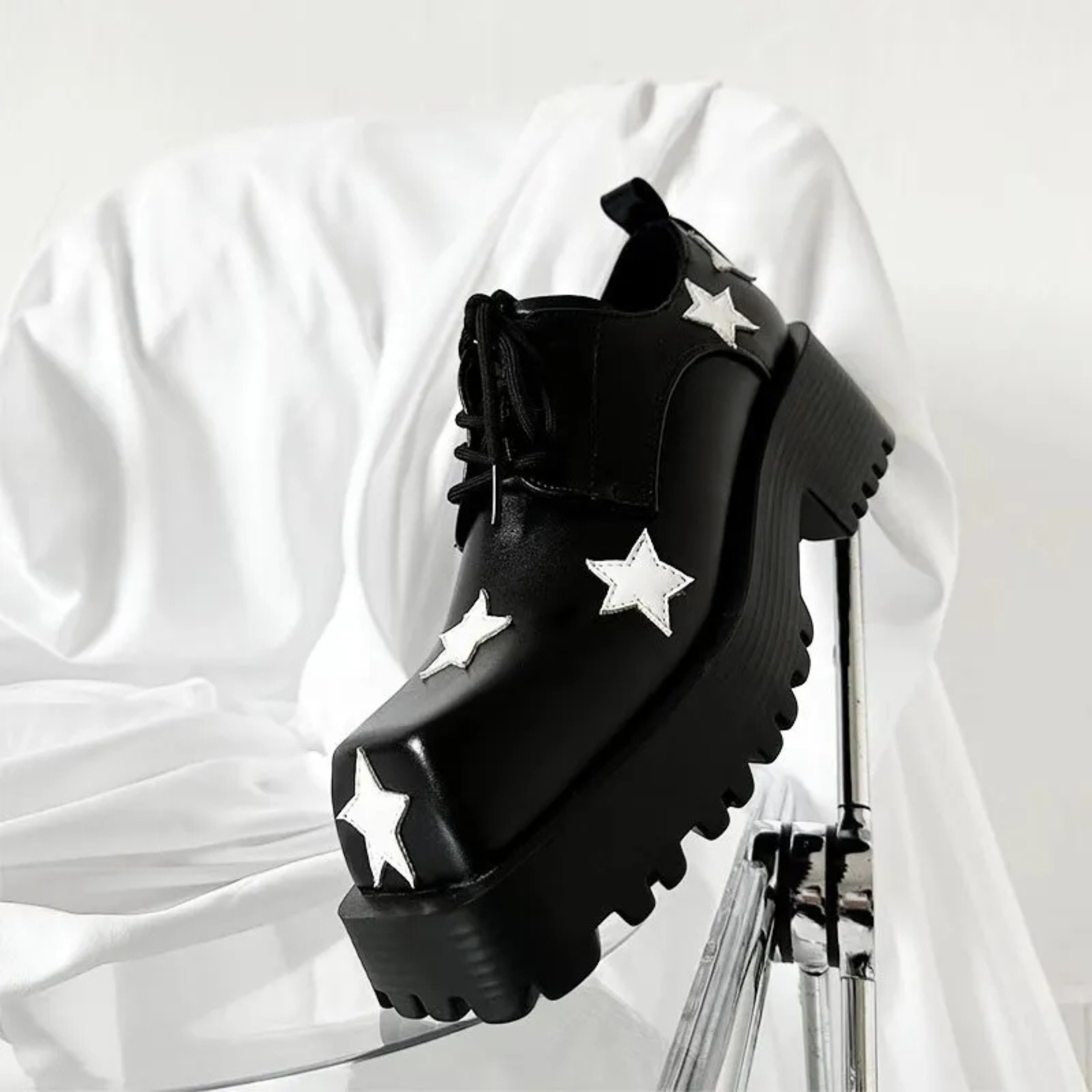 Chunky Platform Derby Shoes - Stars - III - 🖤