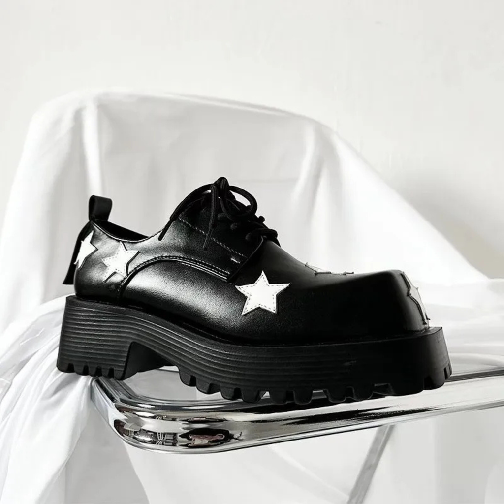 Chunky Platform Derby Shoes - Stars - III - 🖤
