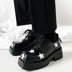 Chunky Platform Derby Shoes - Stars - III - 🖤