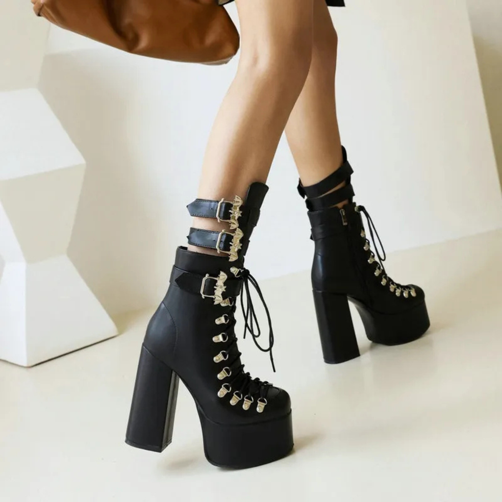 Chunky heels XL Platform  Mid-calf Boots - Bat Sht Crazy - VII - 🖤