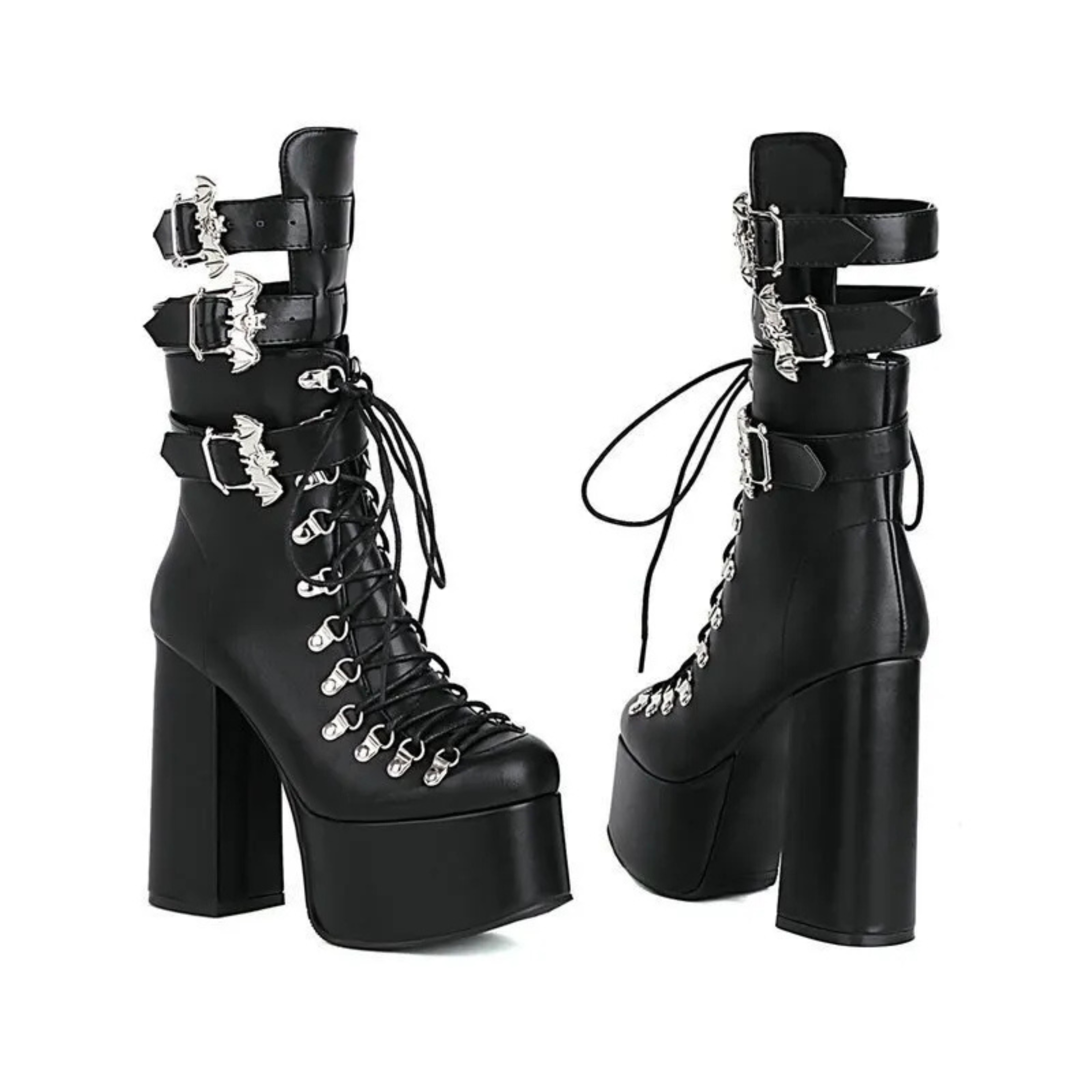 Chunky heels XL Platform  Mid-calf Boots - Bat Sht Crazy - VII - 🖤