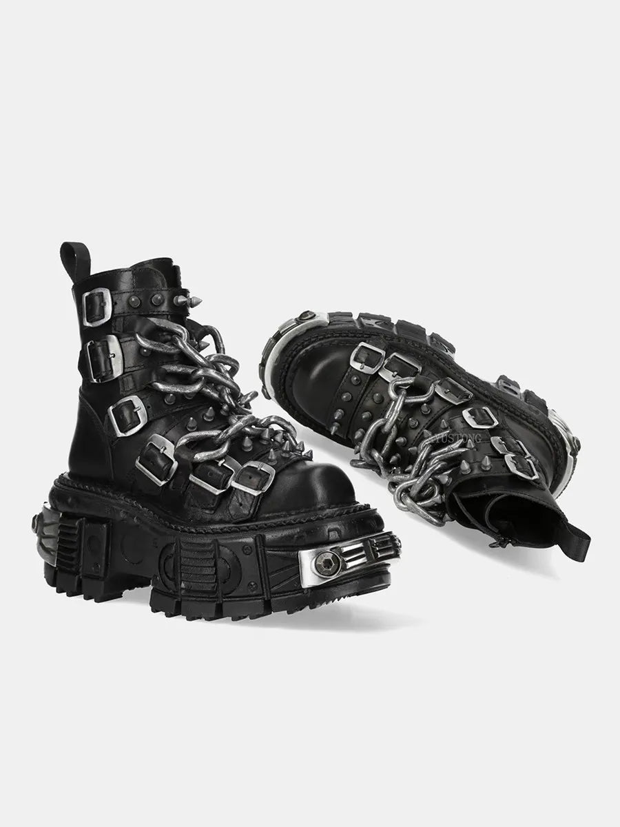 XL Platform Combat Boots - Heavy Chains - III - 🖤
